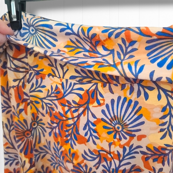 LuLaRoe Women's Pull On Orange/Blue Pattern Stretch Maxi Skirt Size Medium - Picture 4 of 6